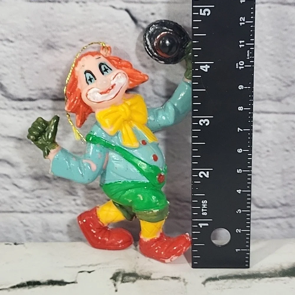 Vintage Christmas Ornament Blowmold Soft Plastic Circus Clown Hobo Flaw